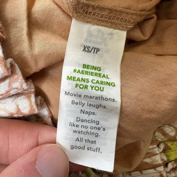 Aerie XS Ruffle Shorts Brown Floral Tiered Lace Trim Boho Beach Festival Casual - Picture 6 of 8